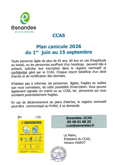 Plan canicule 2026 du 01 juin au 15 septembre