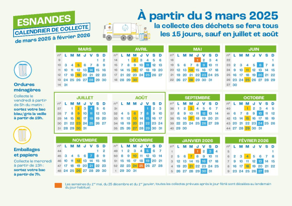 Calendrier de collecte des déchets 2025