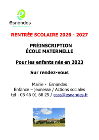 Rentr&eacute;e scolaire 2026-2027