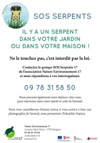 Numéro SOS Serpents 17 - Nature Environnement 17