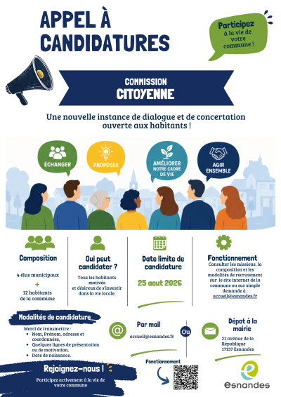 CR&Eacute;ATION DE LA COMMISSION CITOYENNE - APPEL &Agrave; CANDIDATURES